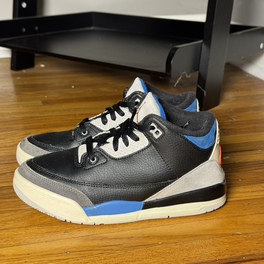Air Jordan 3 Retro Off Noir Black Grey Blue Kid Sneakers IB8969-004 Size 2.5Y
